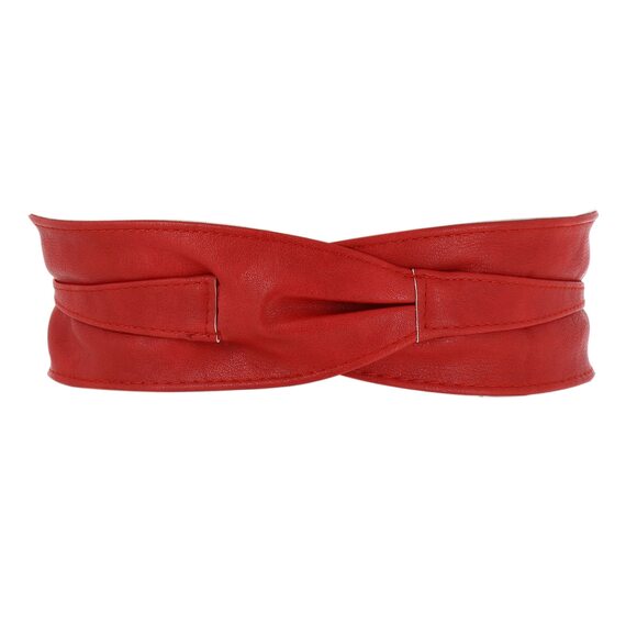 6334 Obi Belt For Women – Wide Waist In Faux Leather, Mica- Red main image 4